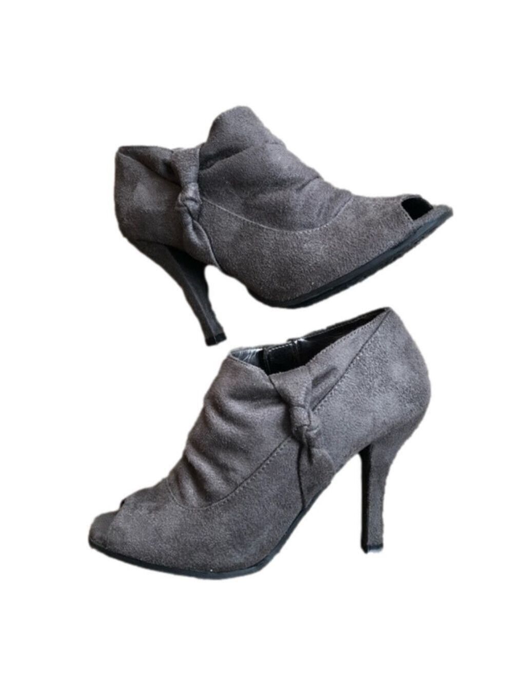 MOSSIMO faux suede scrunched shootie bootie peep toe heels size 6